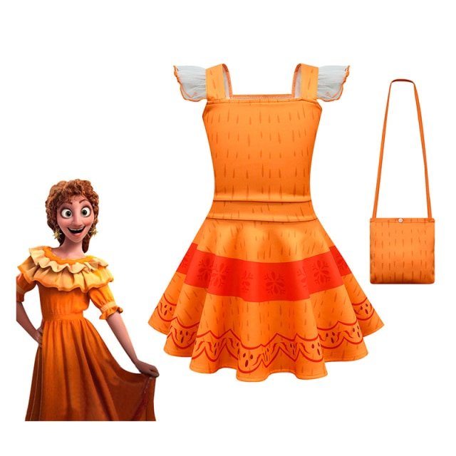 Encanto Dolores Madrigal Orange Dress With Bag