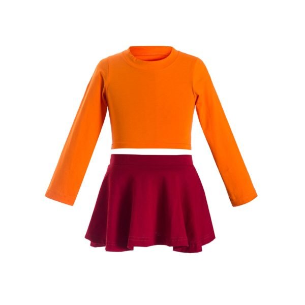 Velma Crop Top and Skating Skirt Costume For Kids And Adults